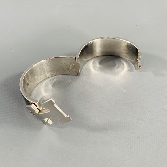 HERMES Clic Clac H Silver Black Monogram Enamel Metal Toggle Closure Bracelet - Picture 3 of 4